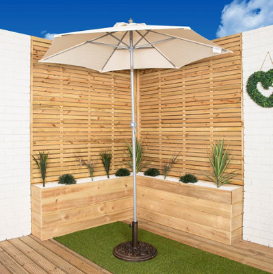 2m Lightweight Cream Aluminium Garden Parasol with Crank Handle & Tilt Mechanism