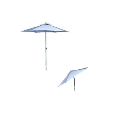 2m Lightweight Grey Aluminium Garden Parasol with Crank Handle & Tilt