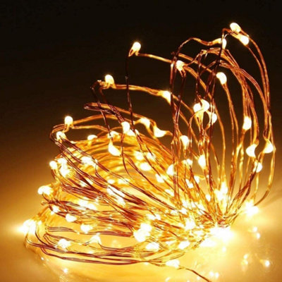 ledelse Gensidig Specificitet 2M Long 20 Warm White LED Lights Micro Rice Gold Copper Wire Indoor Battery  Operated Firefly String Fairy Lights | DIY at B&Q