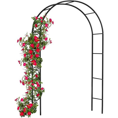 2M Metal Garden Arch Trellis Tubular Frame Climbing Plant Arbour