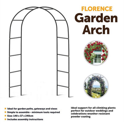 2M Metal Garden Arch Trellis Tubular Frame Climbing Plant Arbour