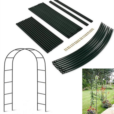 2M Metal Garden Arch Trellis Tubular Frame Climbing Plant Arbour