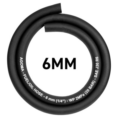 2m of 6/13mm reinforced rubber fuel line for diesel,oil petrol SAE J30 R6 WP