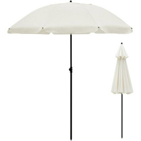 2M Outdoor Garden Parasols Umbrella with Crank Handle Tilting Sunshade UV 30+ - Cream