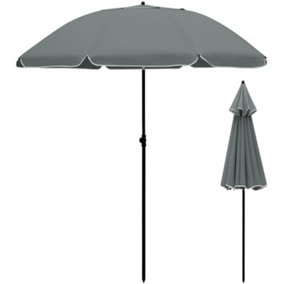 2M Outdoor Garden Parasols Umbrella with Crank Handle Tilting Sunshade UV 30+ - Grey