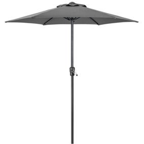 2m Parasol Sun Shade Umbrella Steel With Crank - Grey