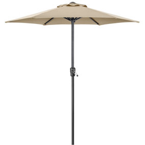 2m Parasol Sun Shade Umbrella Steel With Crank - Taupe