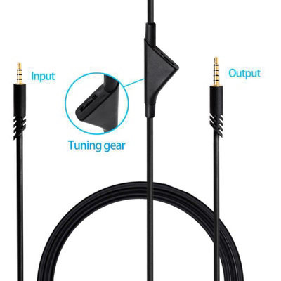 2M Plug-and-Play Headphone Cable with Volume Control for Logitech Astro A10,A30,A40