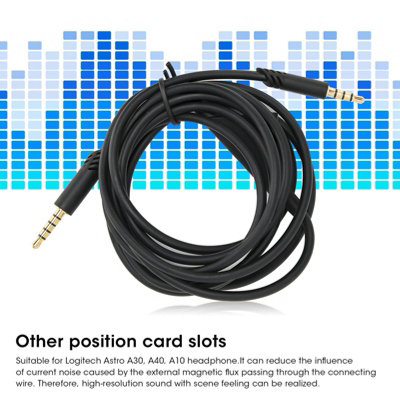 2M Plug-and-Play Headphone Cable with Volume Control for Logitech Astro A10,A30,A40