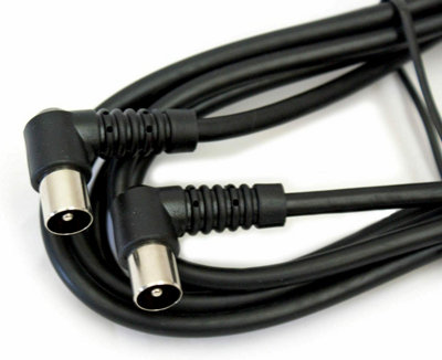 2m Right Angled Aerial Cable - Plug to Male Coaxial Lead - TV Wall ...