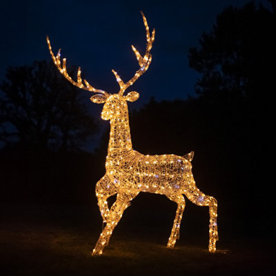 2M Soft Acrylic Light Up Christmas Grand Reindeer Stag with 350 White or Warm White LEDs - 3