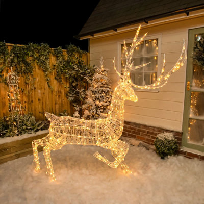 2M Soft Acrylic Light Up Christmas Grand Reindeer Stag with 350 White or Warm White LEDs - 5