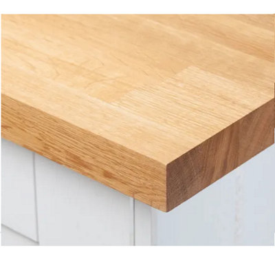 2m Solid Oak Kitchen Breakfast Bar WTC Elegant Solid Wood Oak 2mtr (L) 960mm (W) 27mm (T)  Real Oak Timber Countertop
