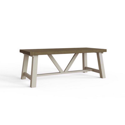 2M Solid Reclaimed Pine Truffle Finish Dining Table Set With 2 FREE Extension Leafs