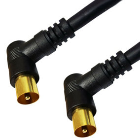2m TV Aerial Coaxial Cable Right Angle Coax Male to Plug Lead Gold Connectors
