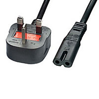 2m UK Mains Plug to C7 Figure Fig 8 Power Cable 240V Transformer Charger Lead