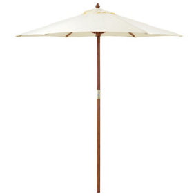2m Wooden Garden Parasol Umbrella Adjustable - Cream