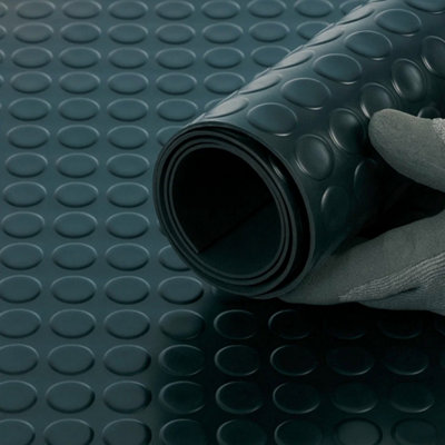 2m x 1.2m Coin Circular Stud Rubber Flooring Matting Roll, 3mm Thick ...