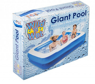 2m x 1.5m Giant Rectangular Inflatable Garden Kids / Family Paddling Pool