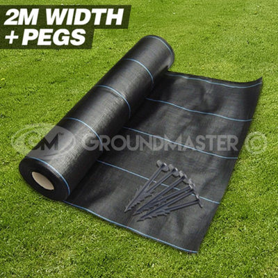 2m x 100m Weed Suppressant Garden Ground Control Fabric + 100 Pegs