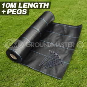 2m x 10m Weed Suppressant Garden Ground Control Fabric + 10 Pegs