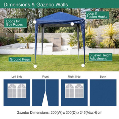 2m x 2m Blue Pop-Up Gazebo With Sides