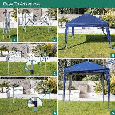 2m x 2m Blue Pop-Up Gazebo With Sides - 3