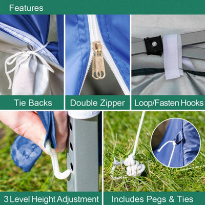 2m x 2m Blue Pop-Up Gazebo With Sides - 4