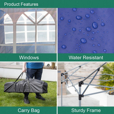 2m x 2m Blue Pop-Up Gazebo With Sides - 5