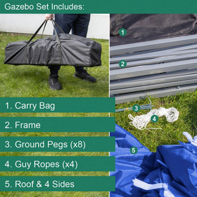 2m x 2m Blue Pop-Up Gazebo With Sides - 8