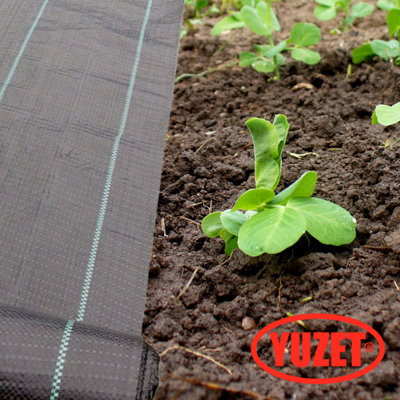 2m x 50m Yuzet 100gsm Horticultural Gridlined Ground Cover Weed Control Fabric - 5