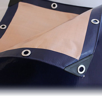 2M x 6M BLUE/BEIGE HEAVY WATERPROOF TARPAULIN SHEET TARP COVER WITH