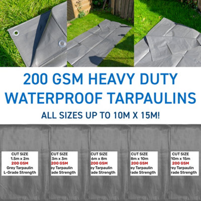 2m x4m Heavy duty gray waterproof tarpaulin/ground sheet - 5
