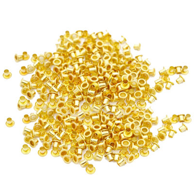 2mm Brass Eyelets, Durable & Rust-Proof Grommets, Gold - 100pcs