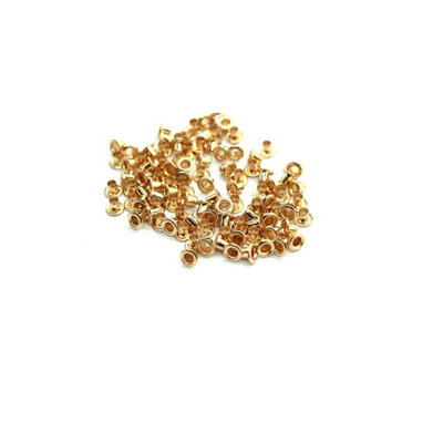 2mm Brass Eyelets, Durable & Rust-Proof Grommets, Rose Gold - 100pcs
