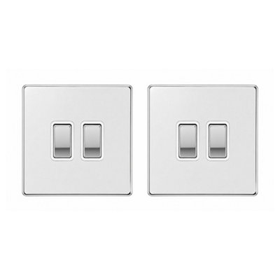 2Pack Chrome 10A 2 Gang 2 Way Light Switch