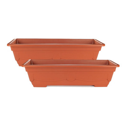 2Pack x 57CM Large Rectangular Garden Esquire Trough Planter