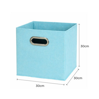 2Pack x Blue Foldable Fabric Storage Box with Handles - 30cm Cube Organiser