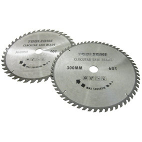 2pc 300mm x 30mm TCT circular saw blades 40 and 60 teeth with adapter ring