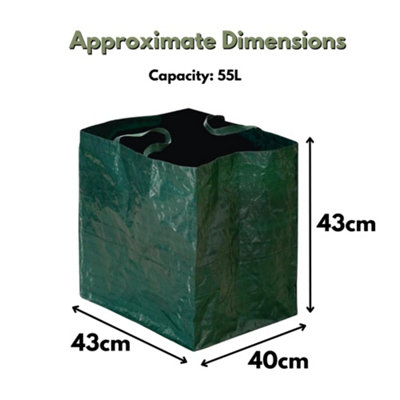 2pc 55L Garden Waste Bags - Heavy Duty Bags Large Refuse Sacks with Handles
