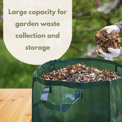 2pc 55L Garden Waste Bags - Heavy Duty Bags Large Refuse Sacks with Handles - 3
