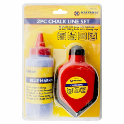 2pc Builders Chalk Powder and 30m 100ft Line String Reel Marking Set ...