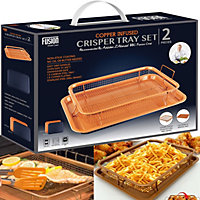 2pc Copper Crisper Non-Stick Oven Mesh Baking Tray Chips Crisp Basket Tool