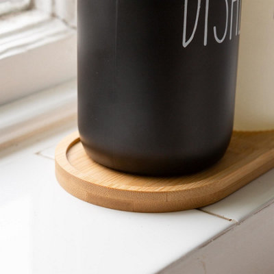 2pc Glass Soap Dispenser Set with Bamboo Tray & Labels - 500ml - Clear/Black - 7