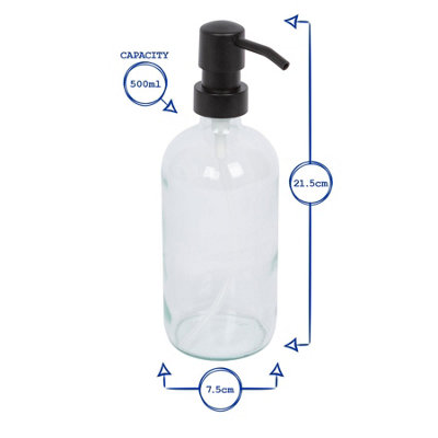 2pc Glass Soap Dispenser Set with Ceramic Tray & Labels - 500ml - Clear/White - 3