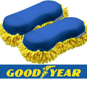 2pc Goodyear 2 in 1 Microfibre Noodle Sponge Valet Car Wash Cleaning Mesh Pad