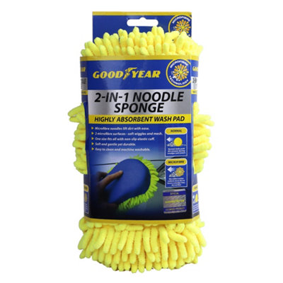 2pc Goodyear 2 in 1 Microfibre Noodle Sponge Valet Car Wash Cleaning Mesh Pad