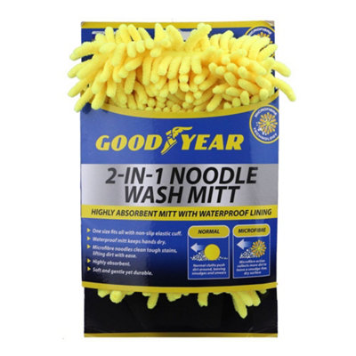 2pc Goodyear 2in1 Noodle Car Wash Mitt Microfibre Defogging Cleaning Polishing - 7