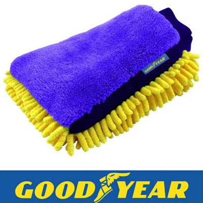 2pc Goodyear 2in1 Noodle Car Wash Mitt Microfibre Defogging Cleaning Polishing - 8