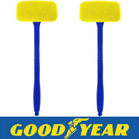 2pc Goodyear Windscreen Wonder Microfibre Cleaning Defogging Pad Long Handle